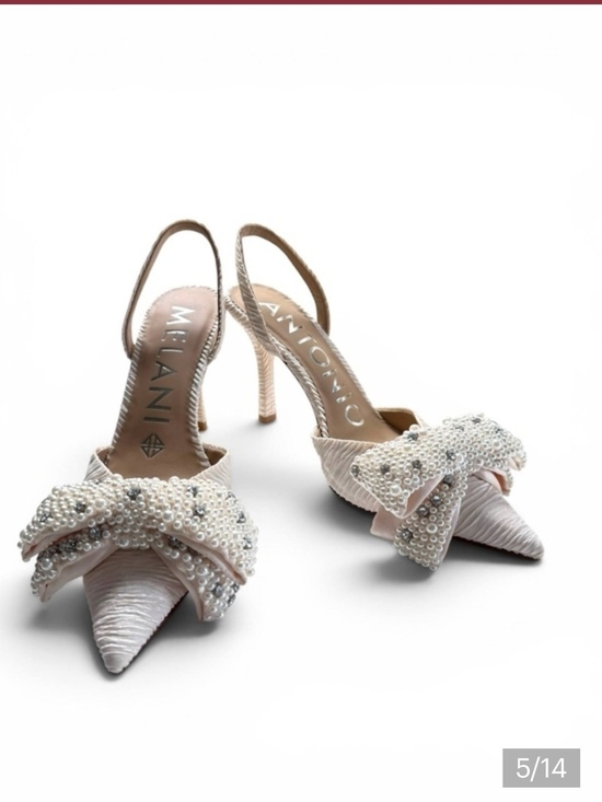 ANTONIO MELANI Shoes - Embellished White Bow Slingback Heels